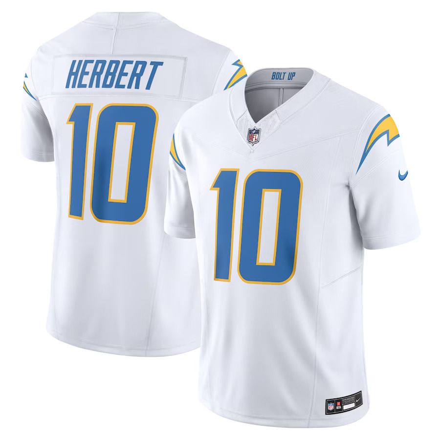 Men Los Angeles Chargers #10 Justin Herbert Nike White Vapor F.U.S.E. Limited NFL Jersey